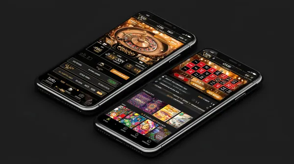 A young woman relaxing with her phone while dynamic casino elements float around her, illustrating the smooth mobile experience offered by the 334OK app.
